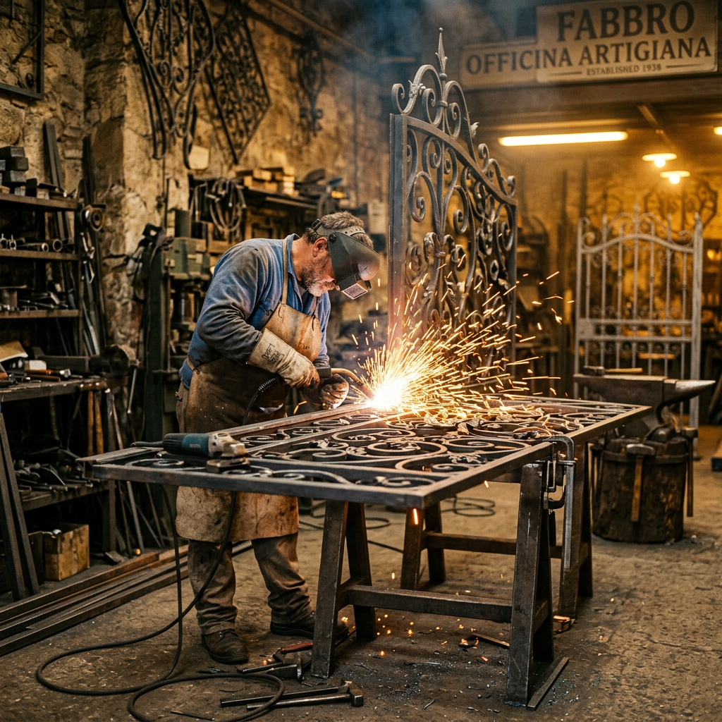 Custom ironwork in the Ferioli Sergio workshop